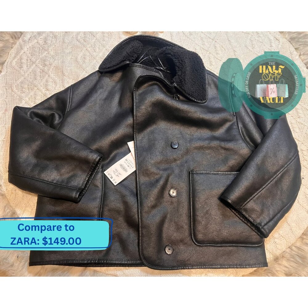 Zara: Black Fur Lined Women's Leather Waist Length Coat
